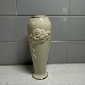 Lenox Rose Blossom Bud Vase Ivory 24k Gold Trim 6” Small